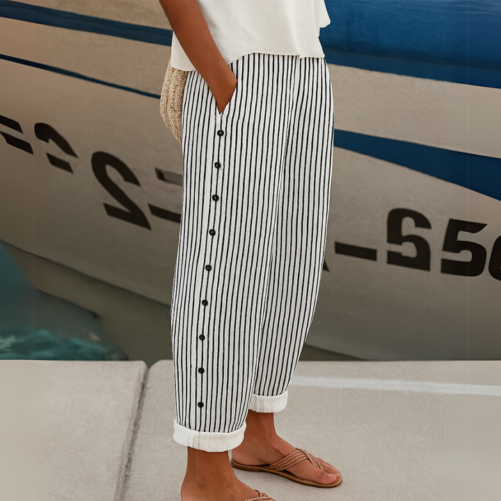 Samantha Striped Button Pants