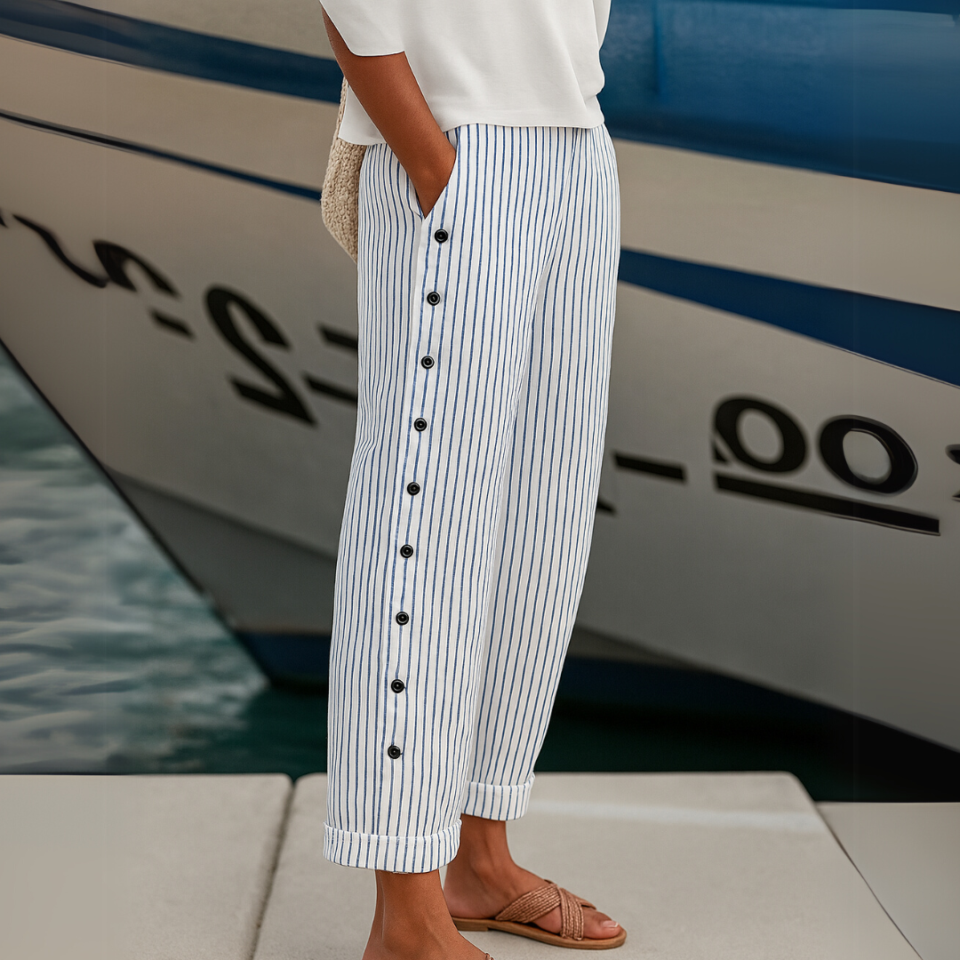 Samantha Striped Button Pants