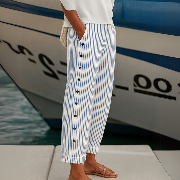 Samantha Striped Button Pants
