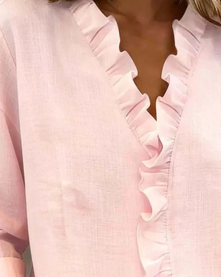 Luna Linen Ruffle Blouse