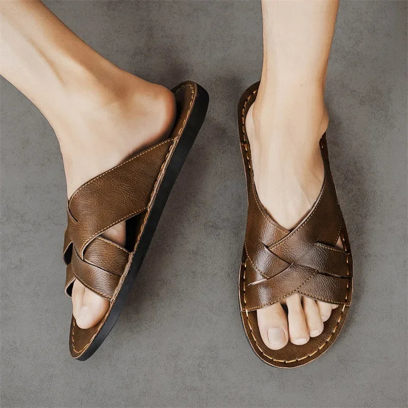 Nord Wood Leather Slides