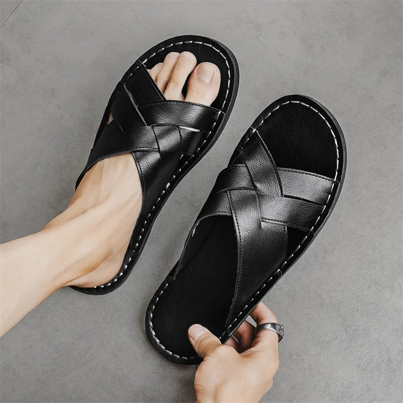 Nord Wood Leather Slides