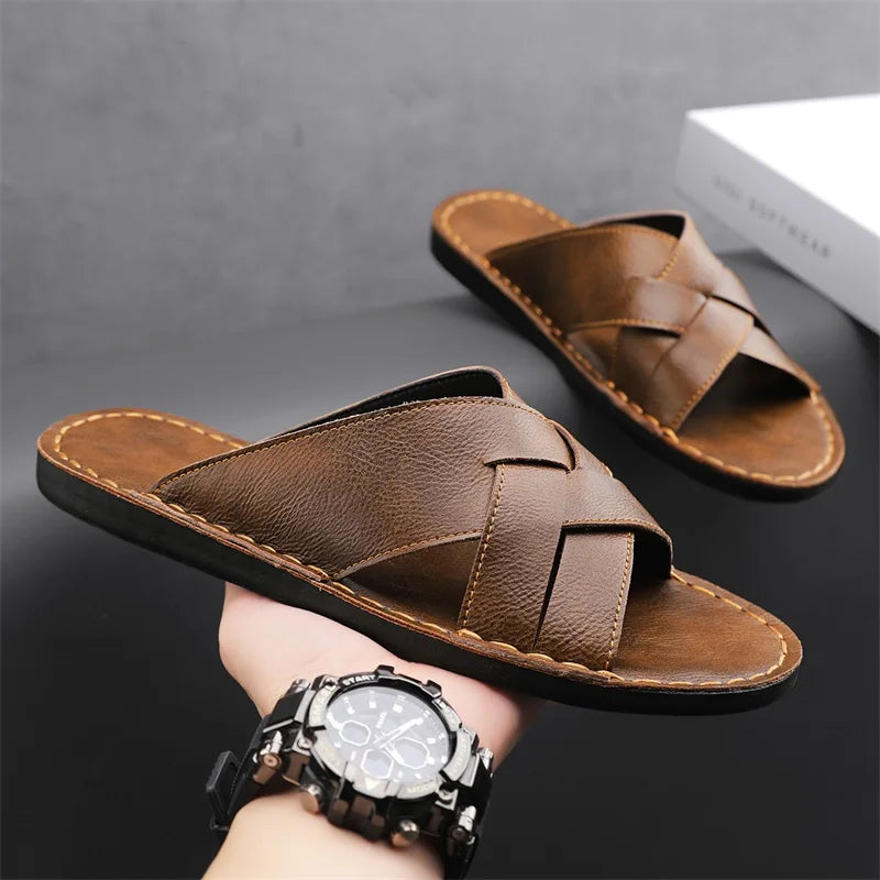 Nord Wood Leather Slides