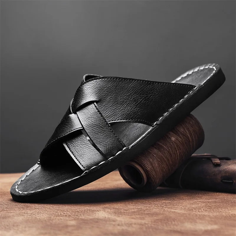 Nord Wood Leather Slides