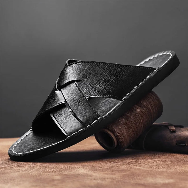 Nord Wood Leather Slides