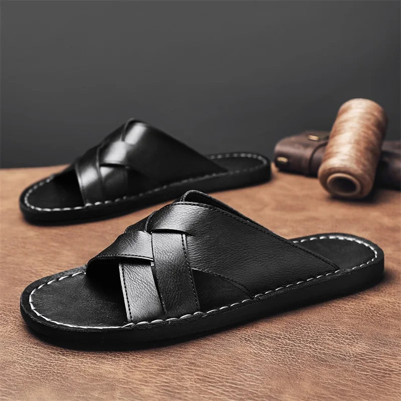 Nord Wood Leather Slides