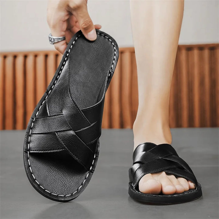 Nord Wood Leather Slides