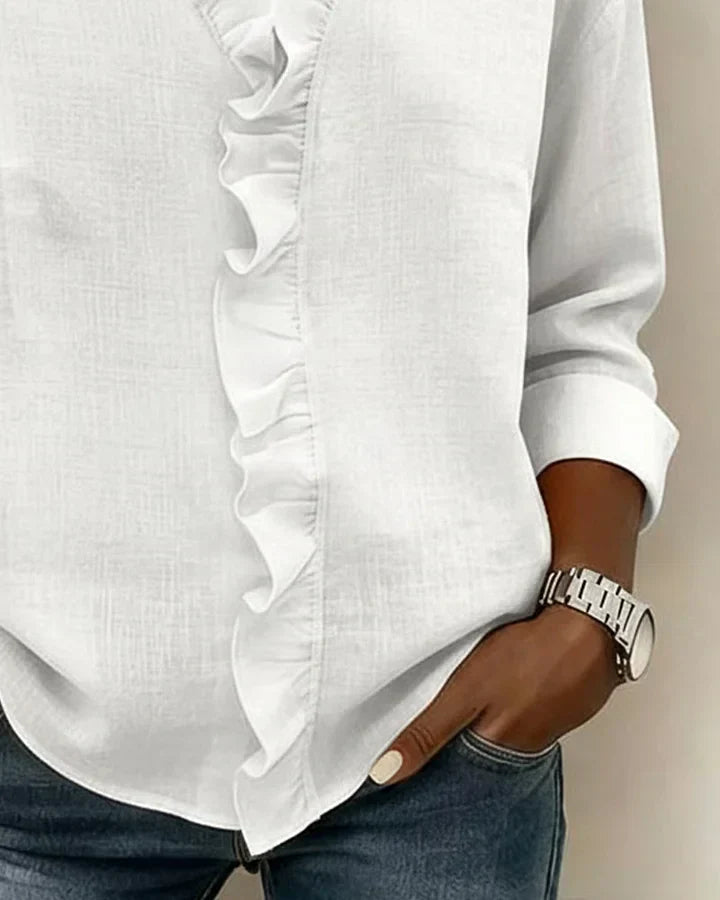 Luna Linen Ruffle Blouse